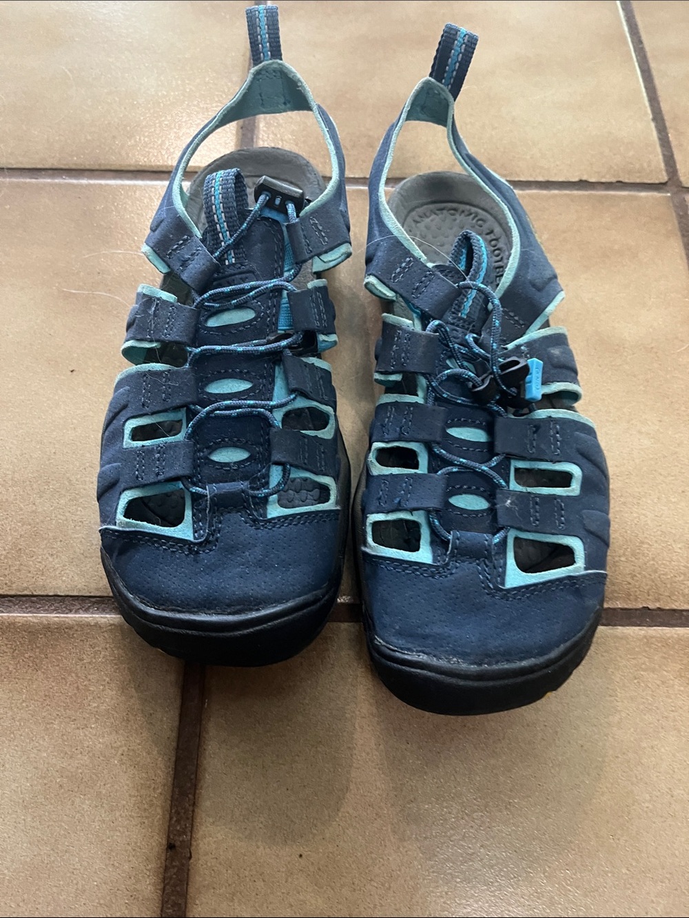 Keen Navy and Mint Green Closed-Toe Kids Sandals